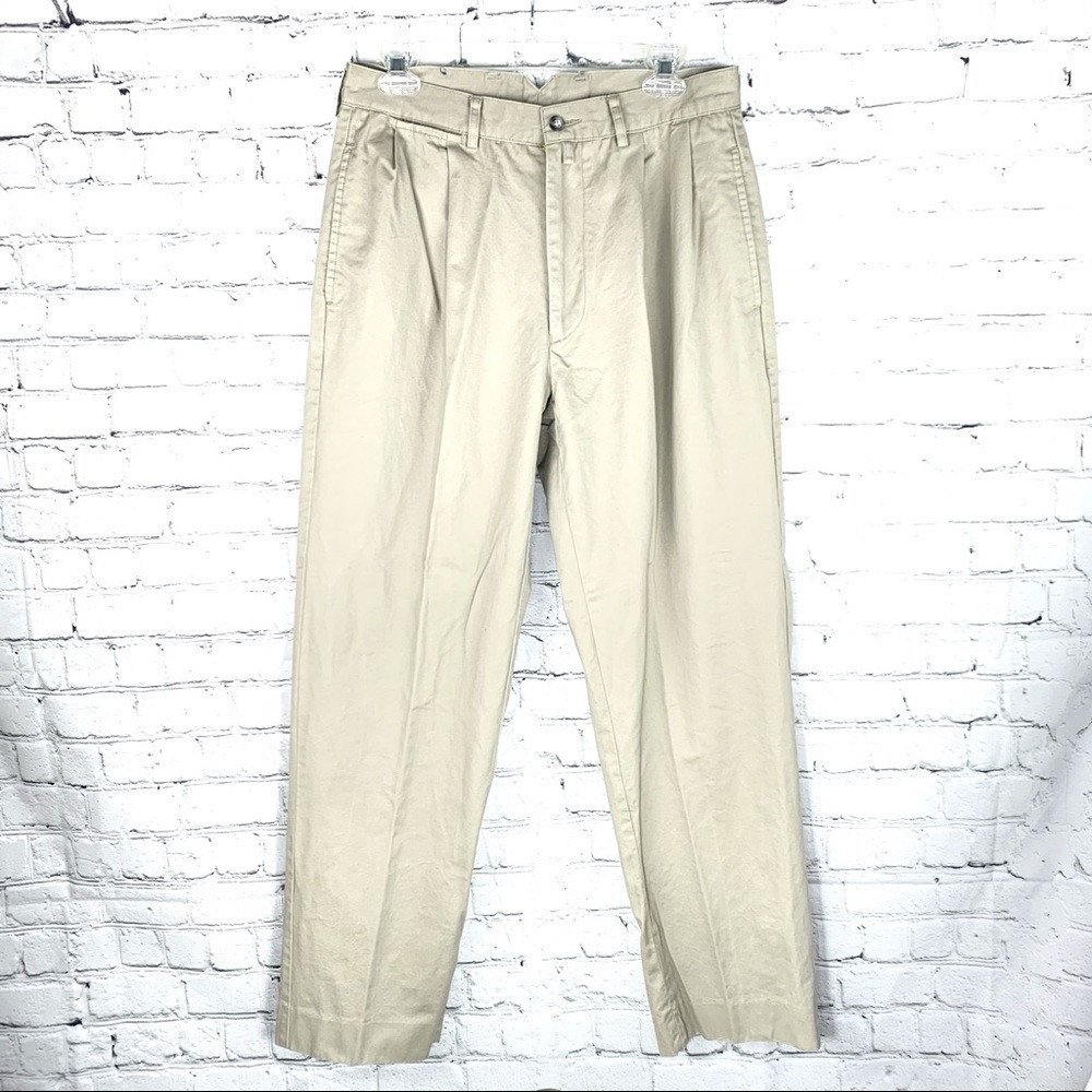 EUC - Vintage Faconnable 100% Cotton Chino Pants in Light Beige Khaki Size 31x30